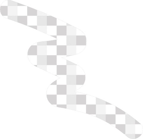 Abstract white ribbon on transparent background with squiggles
