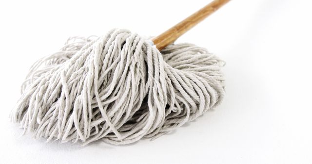 Close-up of White Cotton Mop on White Background - Download Free Stock Images Pikwizard.com