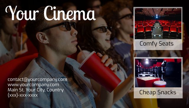 Enjoy Comfortable Cinema Experience with Cozy Seats and Affordable Treats - Download Free Stock Templates Pikwizard.com