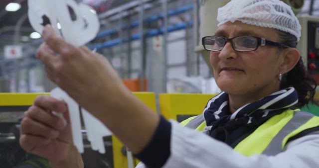 Factory Worker Inspecting Manufactured Plastic Components on Production Line - Download Free Stock Images Pikwizard.com