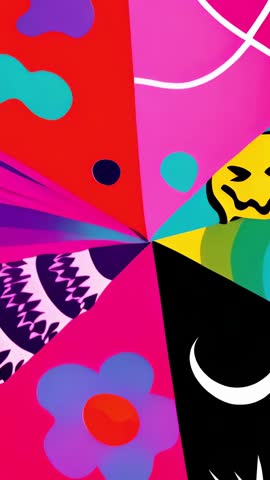 Rotating Abstract Color Wheel Vertical Loop Shifting Psychedelic Quadrants Vibrant Motion