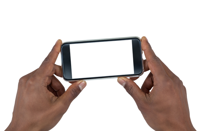 Close-Up of Hands Holding Transparent Smartphone Device - Download Free Stock Videos Pikwizard.com