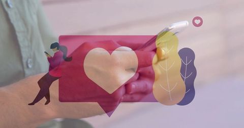 Digital Love Symbol Connection Through Smartphone