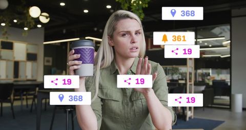 Businesswoman Analyzing Digital Social Media Metrics