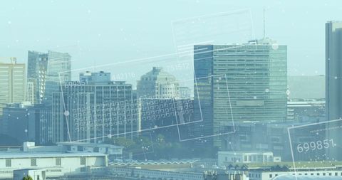 Digital Financial Data Overlay in Modern City Skyline - Download Free Stock Images Pikwizard.com