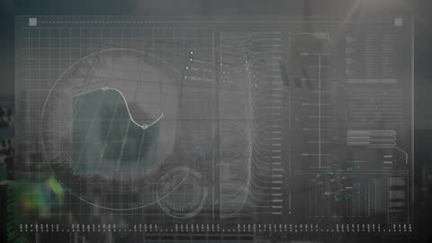 Futuristic Financial Data Processing in Urban Landscape