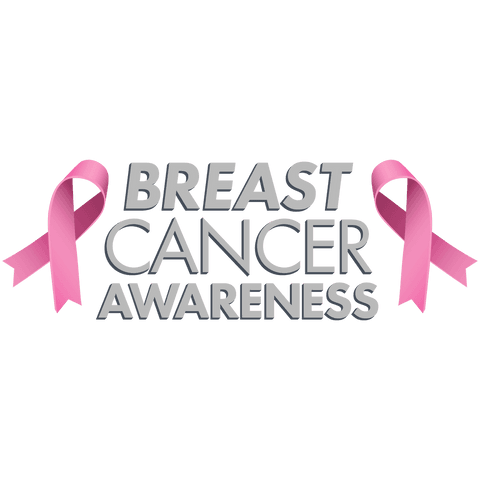 Transparent Breast Cancer Awareness Text with Pink Ribbons