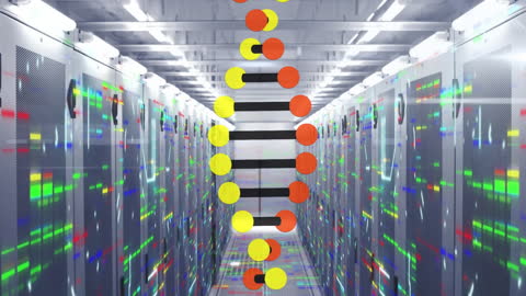 Abstract Technology Animation in Futuristic Server Room