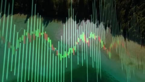 Data Analytics Overlapping Serene Nature Scene Indicating Eco-friendly Technology