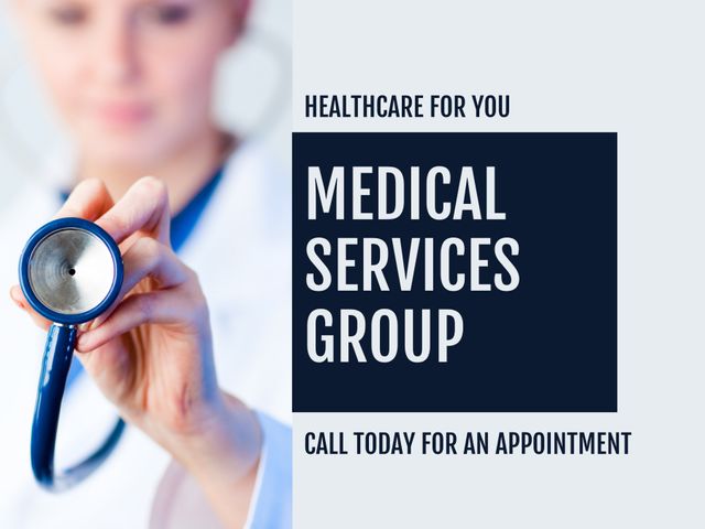 Doctor Using Stethoscope, Advertisement Poster for Medical Services Group - Download Free Stock Templates Pikwizard.com