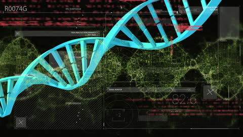 DNA Strand Animation with Data Visualization Elements
