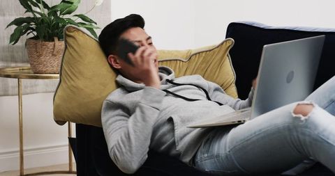 Lifestyle Moment: Relaxing in Modern Home with Technology