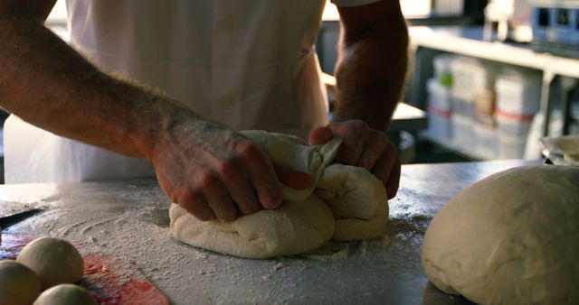 Chef Kneading Dough in Professional Kitchen - Download Free Stock Images Pikwizard.com