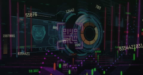 Futuristic Digital Interface Analyzing Data with Artificial Intelligence