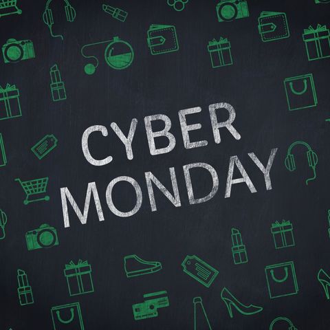 Cyber Monday Chalkboard Theme with Shopping Icons - Download Free Stock Templates Pikwizard.com