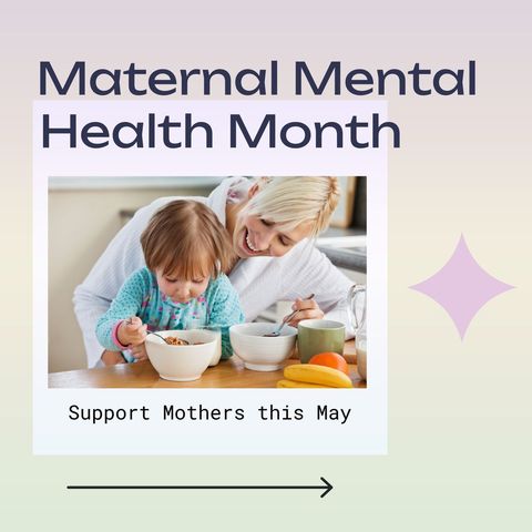 maternal mental health month awareness with mother and child eating - Download Free Stock Templates Pikwizard.com