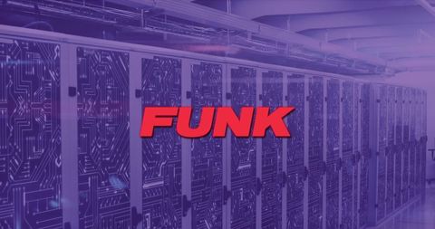 Cybersecurity data center with circuit design and funk text