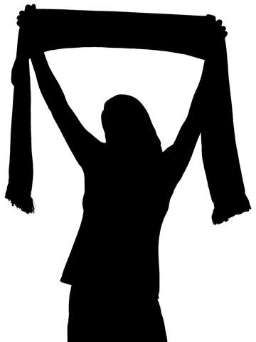 Transparent silhouette of woman holding scarf emphasizing elegance