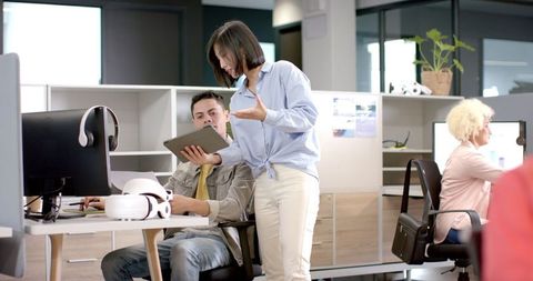 Modern office teamwork with technology and collaboration