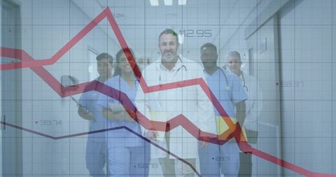 Healthcare Professionals Facing Financial Crisis with Stock Market Chart Overlay
