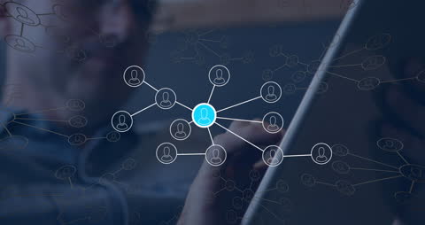 Businessman Using Tablet Amid Network Connections