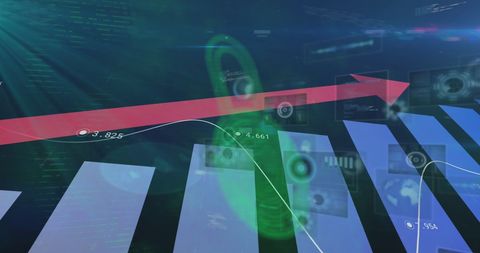Digital data processing and cybersecurity illustration