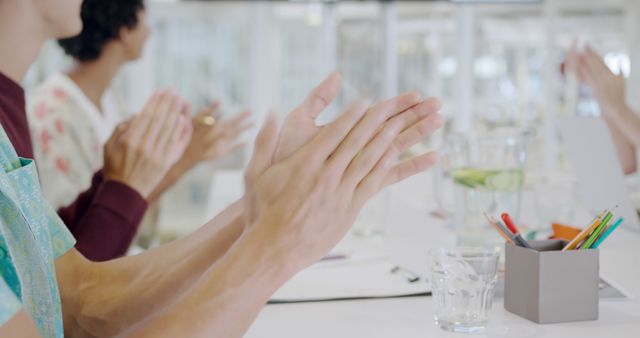 Business Meeting Participants Clapping Hands in Creative Office - Download Free Stock Images Pikwizard.com