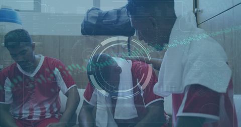 Sports technology analyzing players in locker room