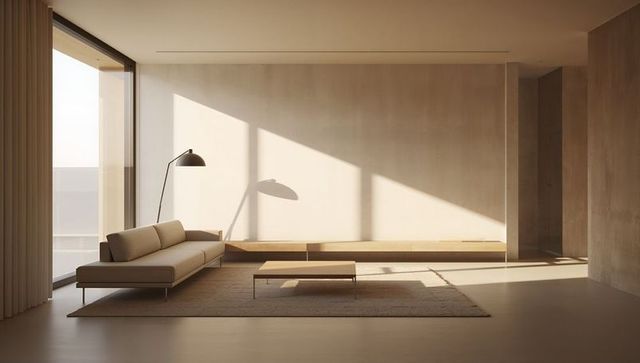 Minimalist Lounge with Sunlit Sofa and Modern Decor