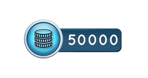 Digital counting feature with coin icon in blue 4k