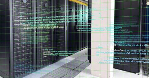 coding language projected over modern data server room - Download Free Stock Images Pikwizard.com