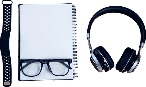 transparent isolation of stylish desk elements with gadgets and notepad - Download Free Stock Videos Pikwizard.com