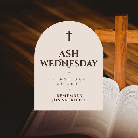 Ash wednesday bible with wooden cross on celebratory background