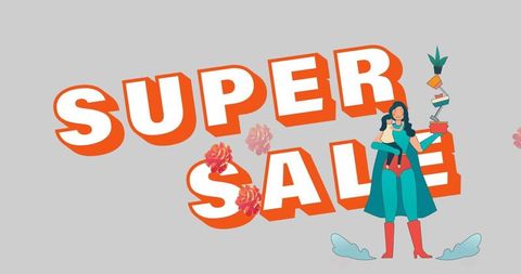 Superhero Mom Promoting Super Sale in Animated Style - Download Free Stock Images Pikwizard.com