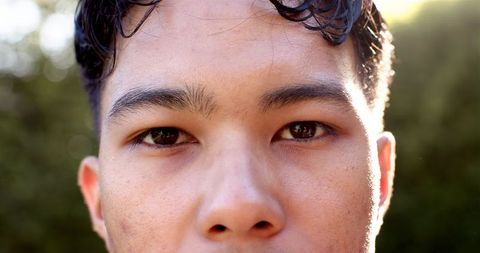 Close-up portrait of contemplative young man outdoors