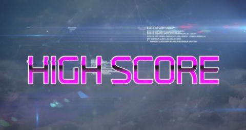 High Score Text Overlay on Digital Data Background - Download Free Stock Images Pikwizard.com