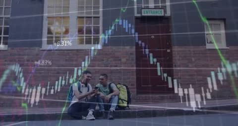 Business Professionals Analyzing Stock Charts on Mobile