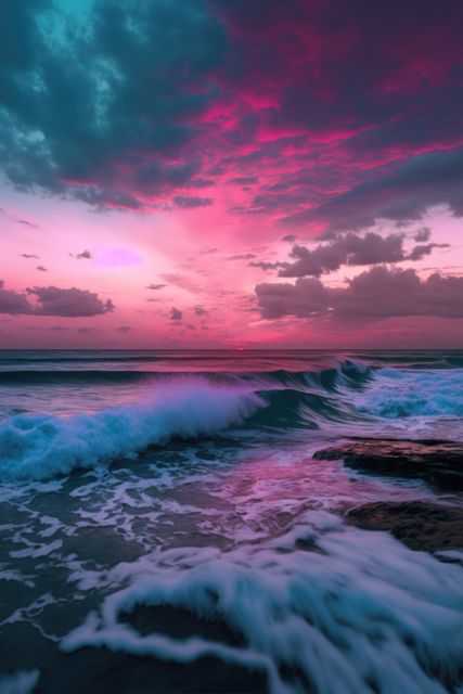 Majestic Sunset Over Turquoise Ocean Waves - Download Free Stock Images Pikwizard.com