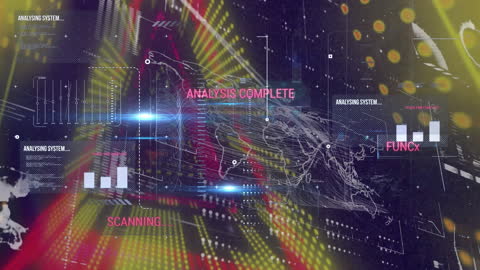 Futuristic Data Analysis Visualization with Neon Tunnel