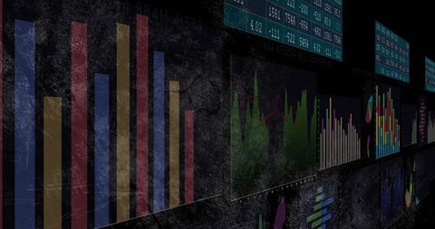 Financial Data Charts over Dark Textured Background - Download Free Stock Images Pikwizard.com