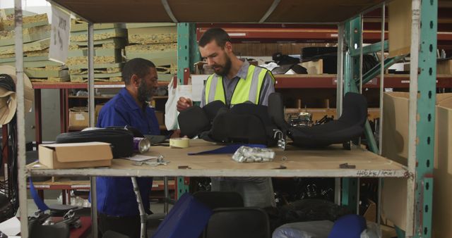 Warehouse Workers Collaborating on Assembly Line Tasks - Download Free Stock Images Pikwizard.com