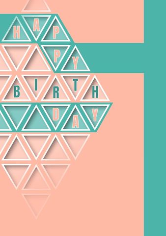geometric happy birthday card with pastel colors - Download Free Stock Templates Pikwizard.com