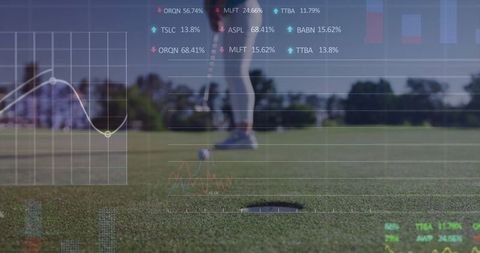Golf Putting with Overlay of Financial Charts and Data