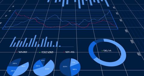 futuristic data analytics display with graphs and charts - Download Free Stock Images Pikwizard.com