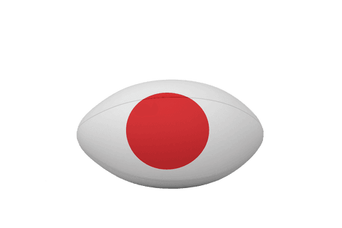 Transparent rugby ball illustrating japan flag design concept