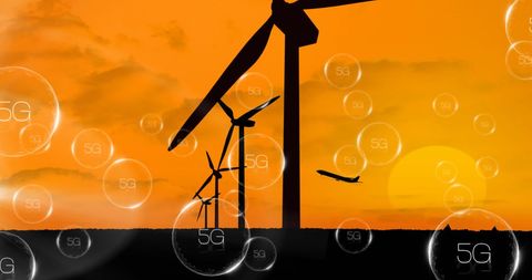 5G Technology Integration with Wind Energy and Aviation - Download Free Stock Images Pikwizard.com