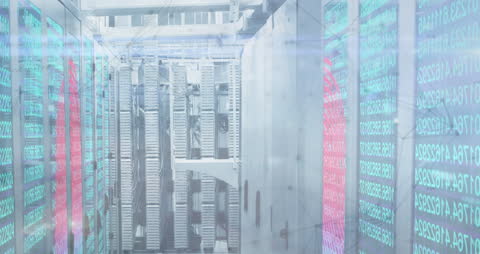 Futuristic Data Center with Global Digital Technology Interface