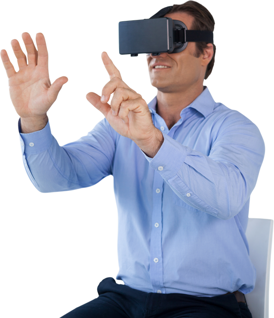 Businessman Engaging with Futuristic Virtual Reality Interface - Download Free Stock Videos Pikwizard.com