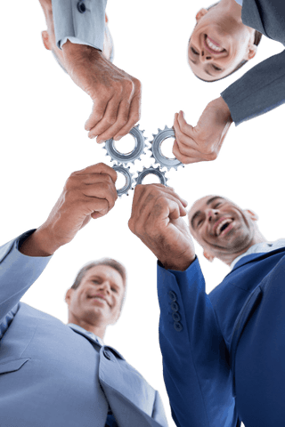 business leaders holding cogs through transparent background - Download Free Stock Videos Pikwizard.com