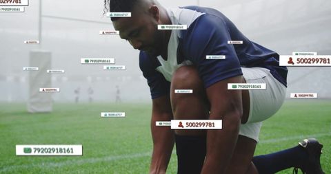 Athlete Ties Laces in Misty Stadium Enhancing Performance with Technology